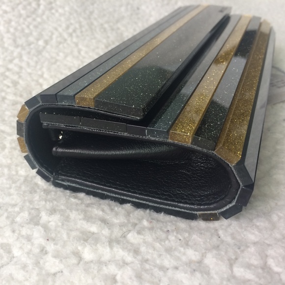 Jimmy Choo Sweetie Black Gold and Silver Acrylic Glitter Clutch - Picture 4 of 16